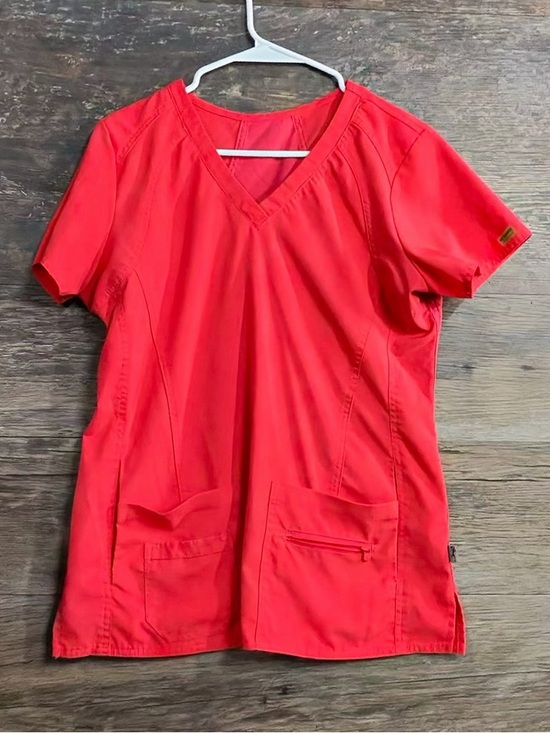 Med Couture Tops - Med Couture Red V-Neck Short Sleeve Scrub Top